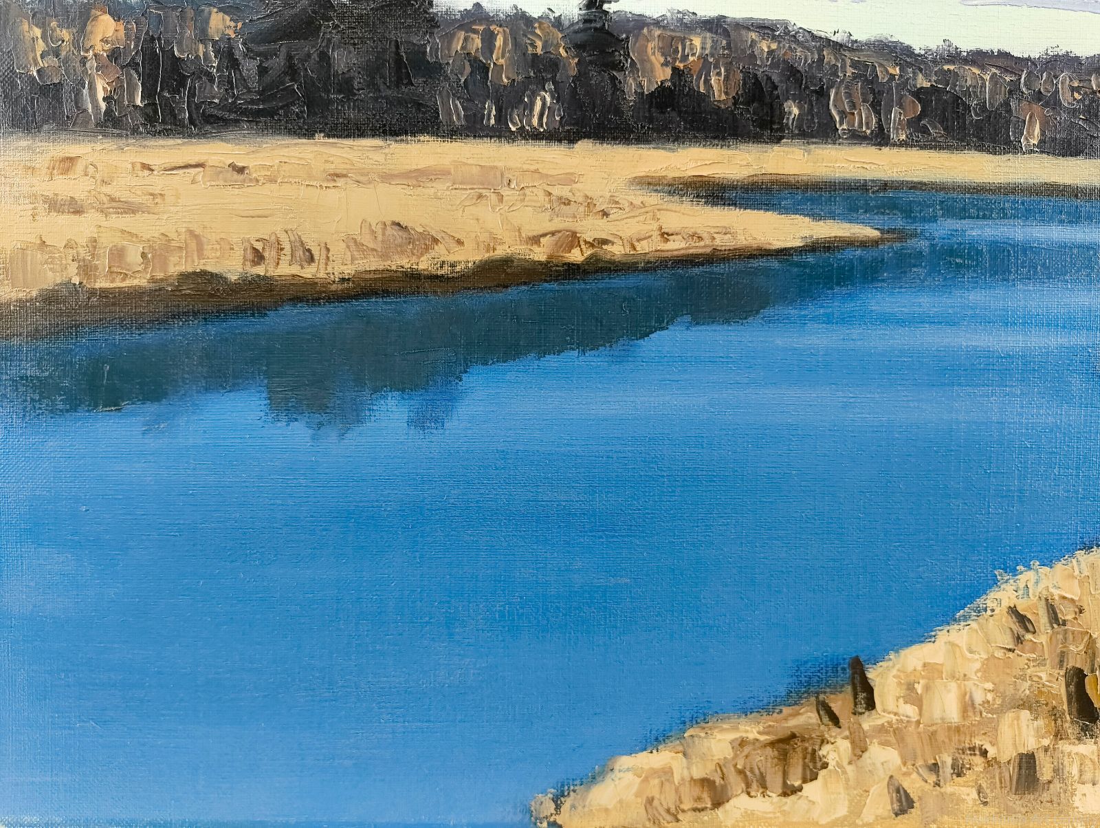 ホアンキエム湖での晩秋  (油絵) 坂本直行 「晩秋の別当賀川」 油絵・油彩画 絵画 - メルカリ