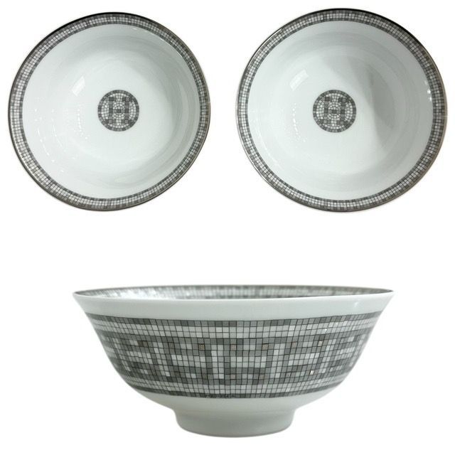 HERMES：エルメス スープボール 2セット《モザイク 24》プラチナ