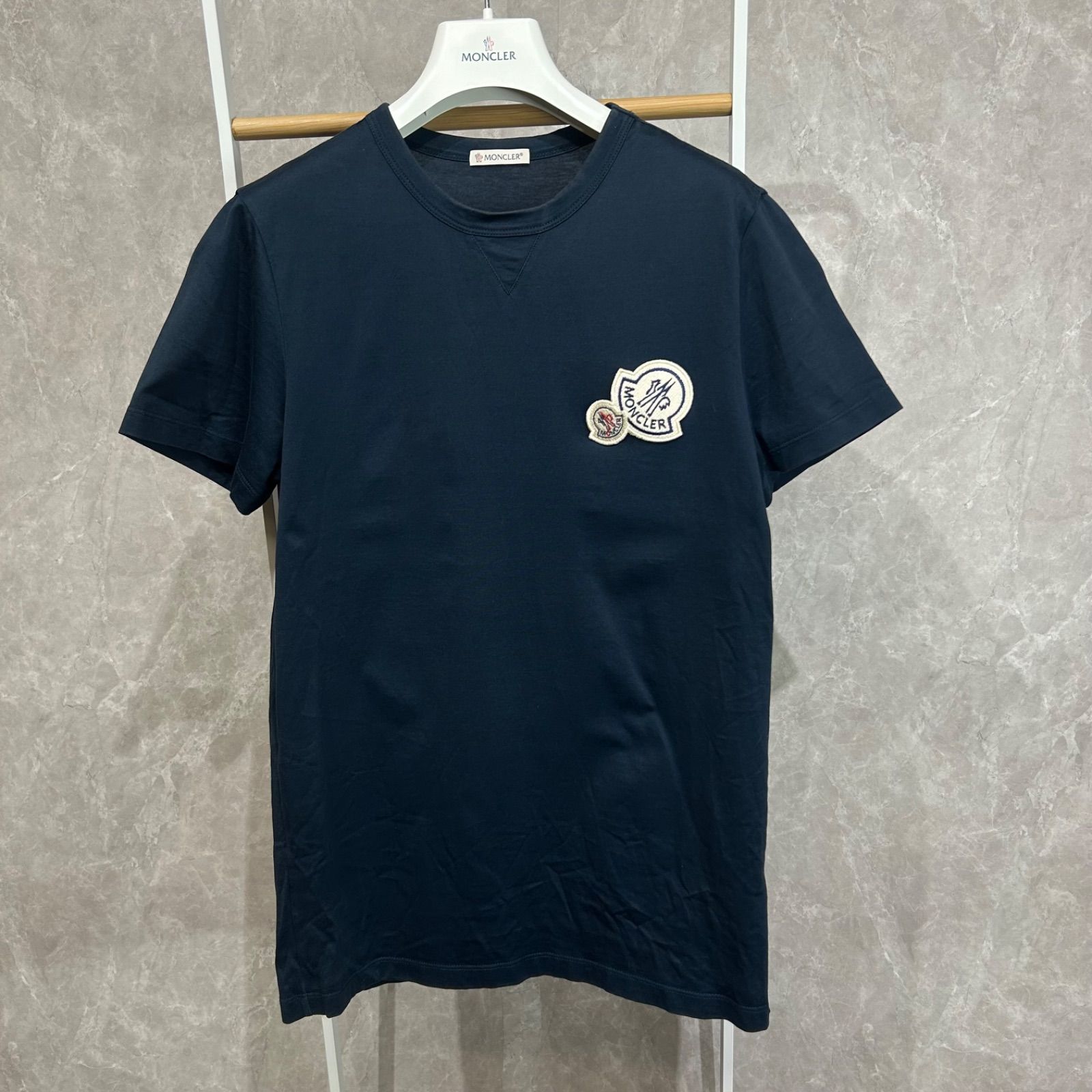 MONCLER モンクレールダブルワッペン半袖TシャツネイビーS