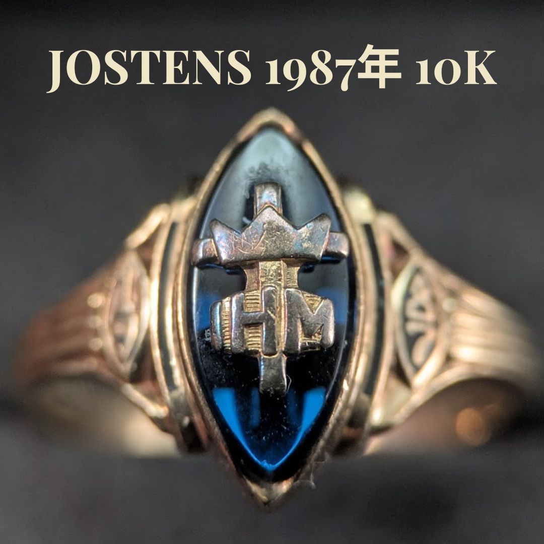 数量限定，送料無料 JOSTENS 12号 1987年 10K ブルー カレッジリング