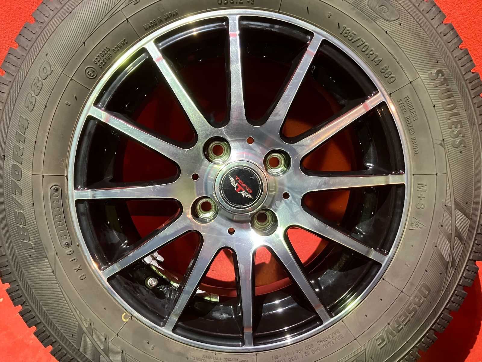 【お電話番号必須】中古スタッドレスタイヤホイールセット【185/70R14 TOYO GIZ】[14x5.5+42 100/4H 社外 TEAD] 4本SET 中古スタッドレスタイヤホイールセット【185/70R14 TOYO GIZ】[14x5.5+