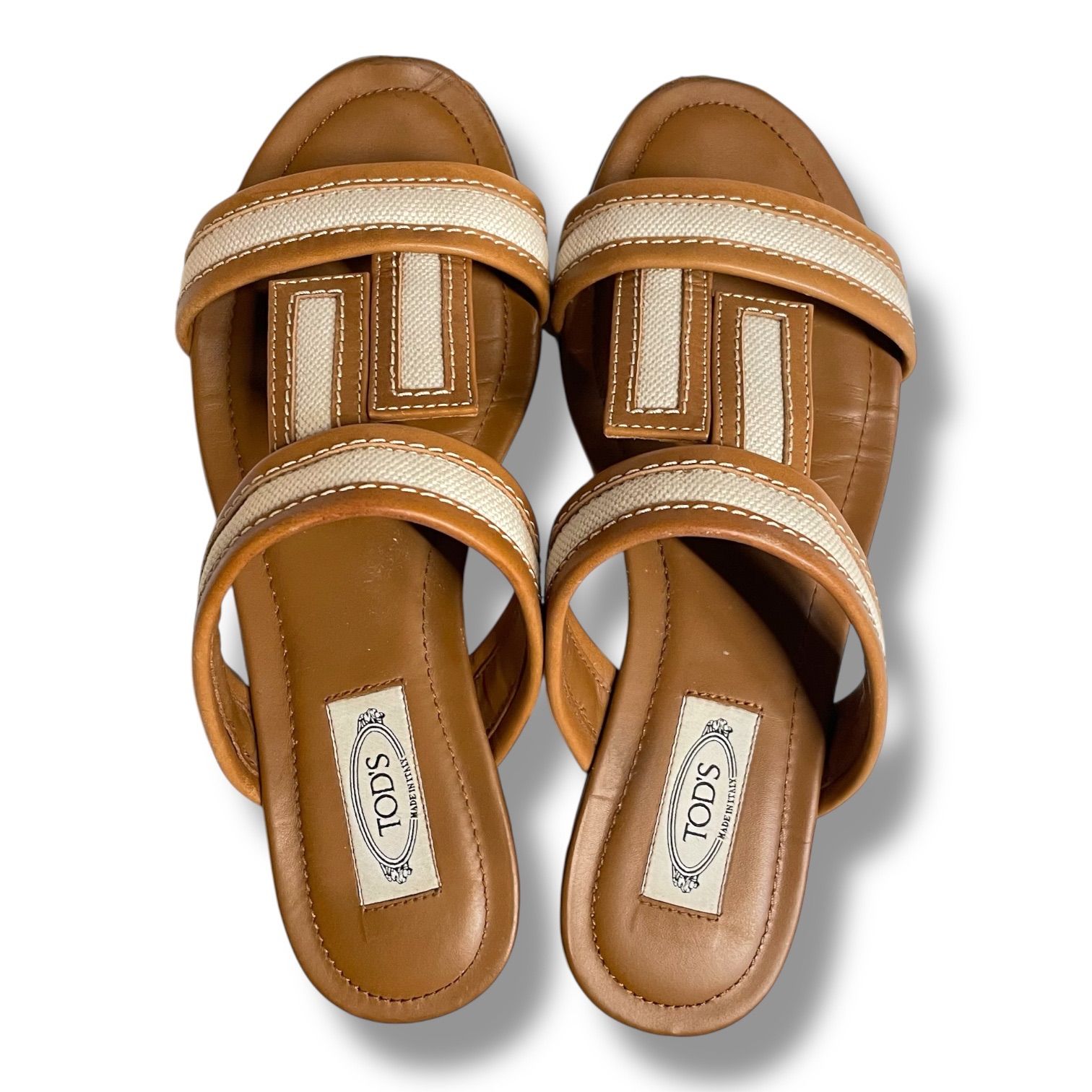 【Tod's】トッズ ダブルT サンダル レザー フラット 箱あり 箱付き 保存袋付き TOD'S トッズ ダブルTレザーサンダル フラット