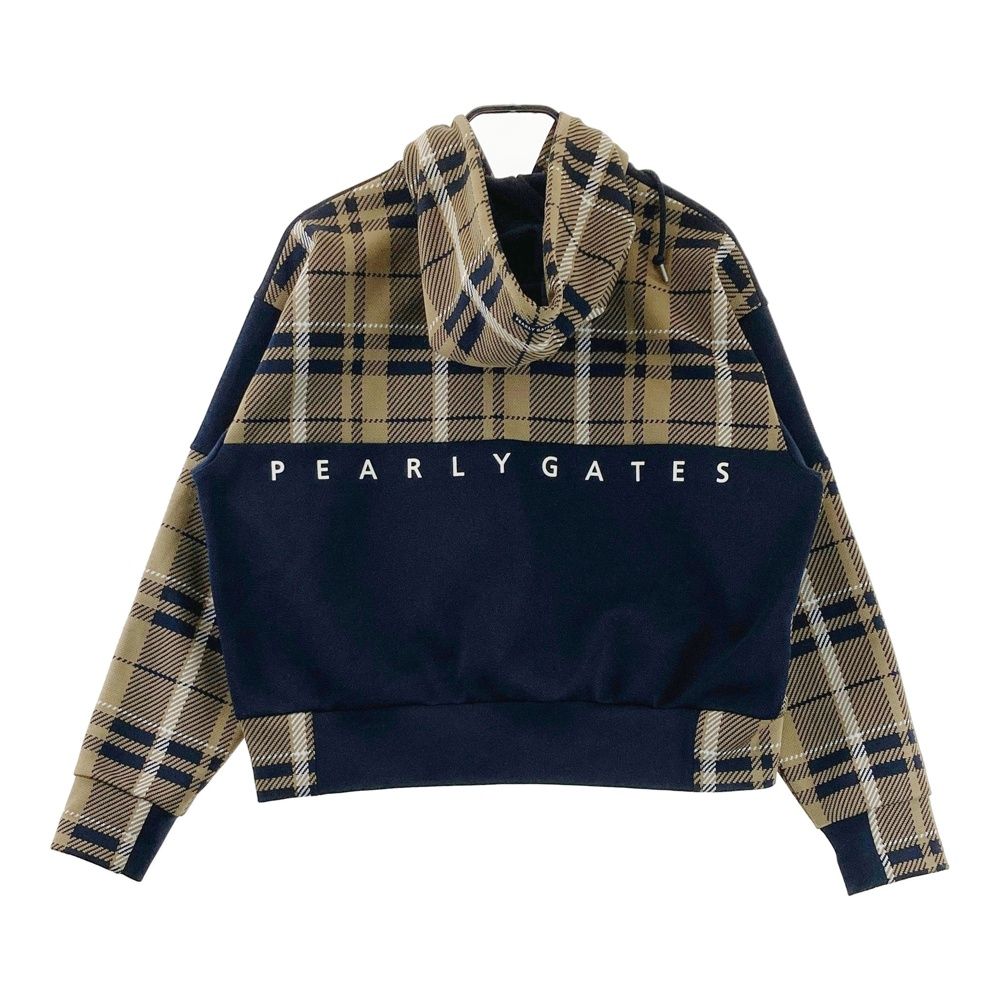サイズ：2 PEARLY GATES パーリーゲイツ  ニット ジップパーカー ジャケット チェック柄 ブラウン系 [240101648203] ゴルフウェア レディース ストスト ゴルフ サイズ：2 PEARLY GATES パーリーゲイツ ニット ジップパーカー