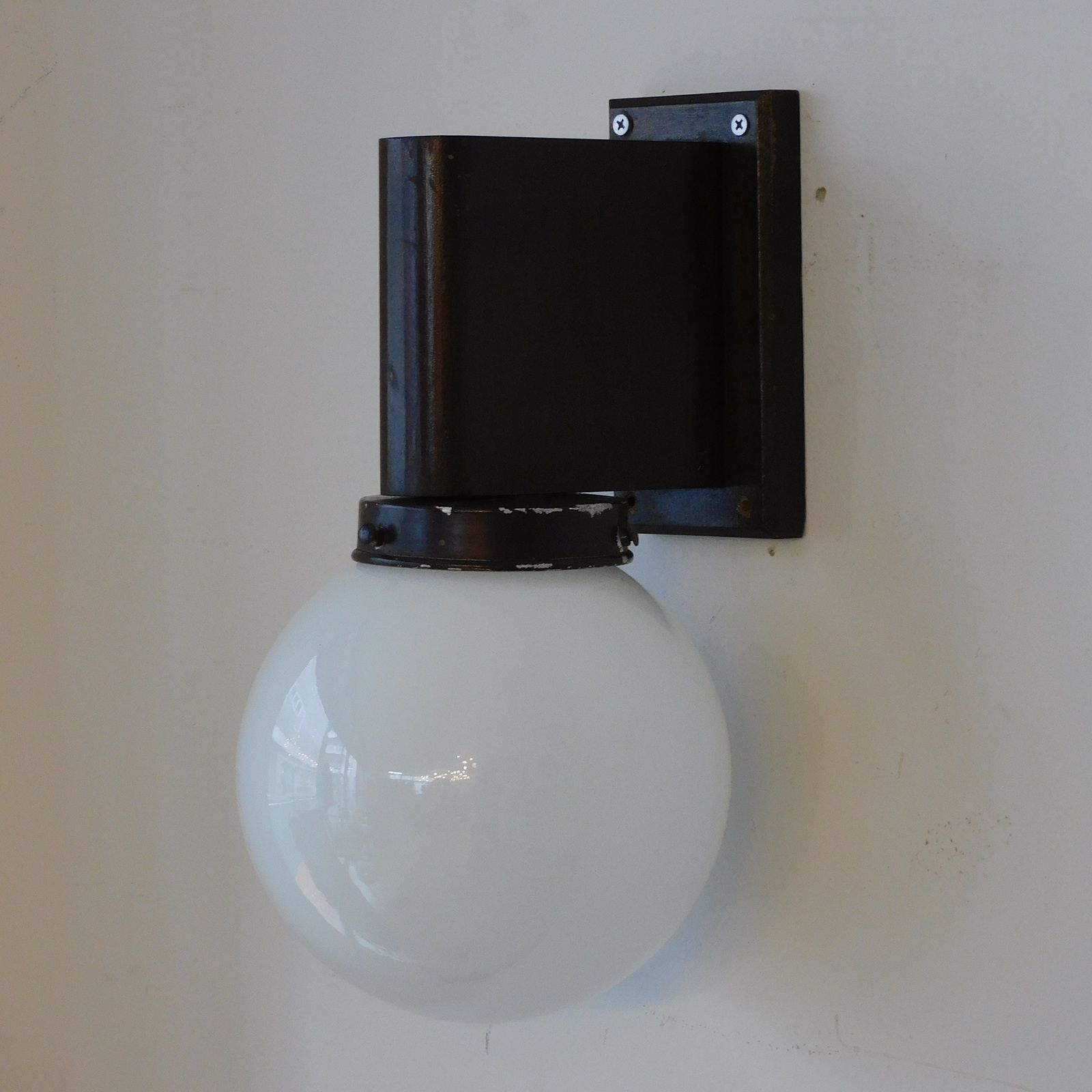 ふるい門灯 ガラス電笠 木製ブラケット HK-a-05992 / アンティーク 電