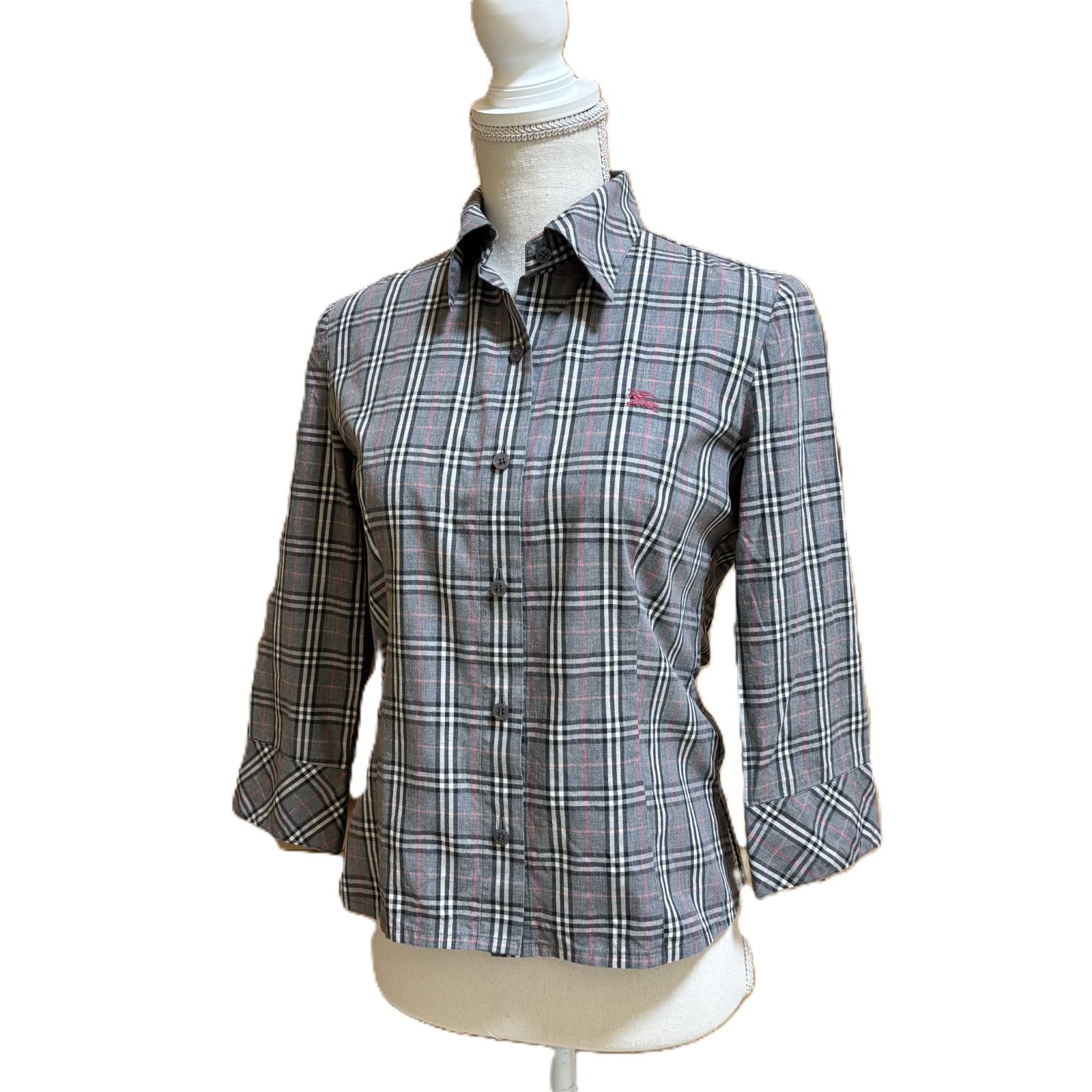 美品 BURBERRY BLUE LABEL バーバリー ブルーレーベル ノバチェック シャツ 38 ベージュ レディース 定番 三陽商会 送料198円 20-0727 LABEL BLUE BURBERRY フレアトレンチ 》BURBERRY ブルーレーベル（バッグ・小物・ブランド雑貨