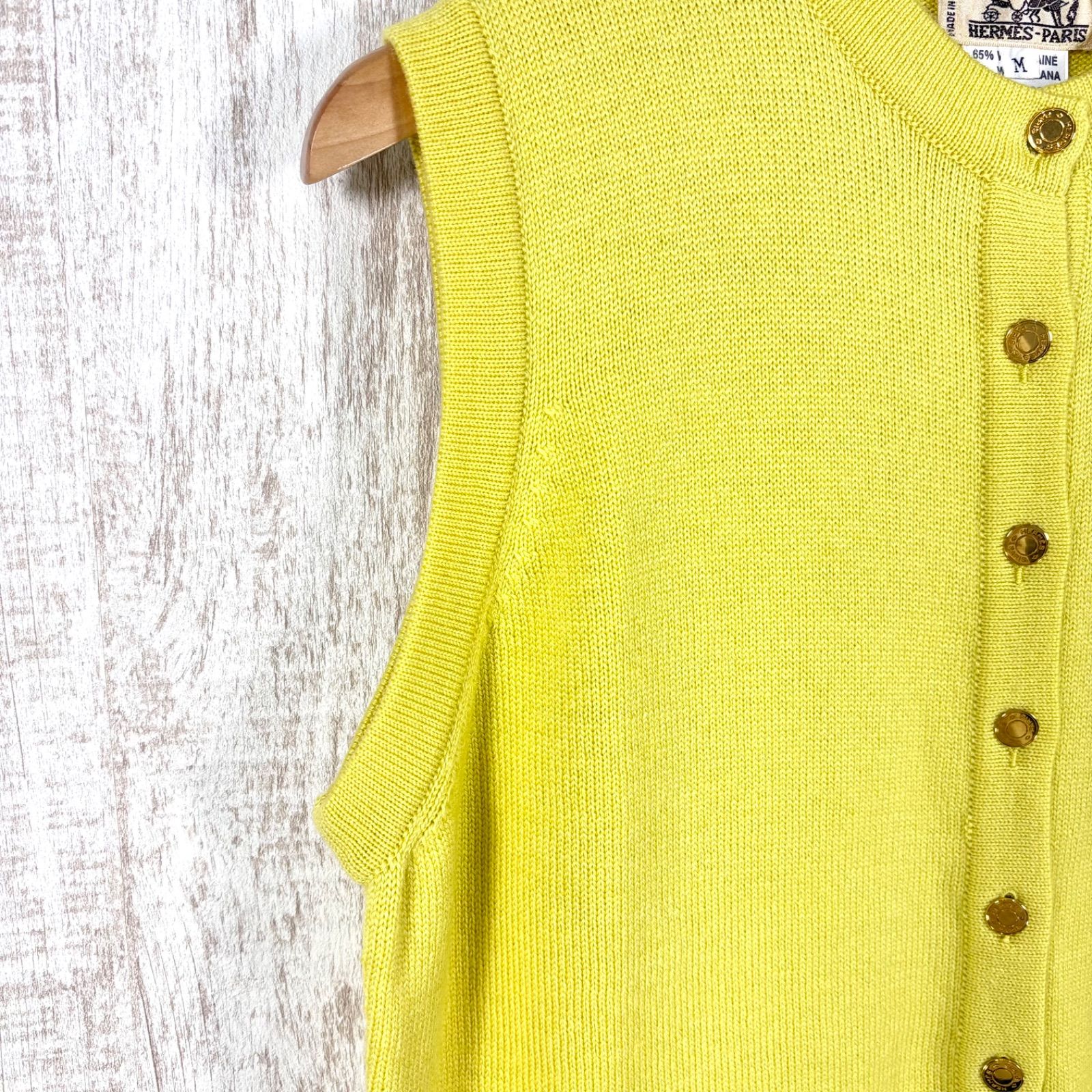 美品 HERMES エルメス セリエボタン ロゴ金ボタンウール カシミヤ