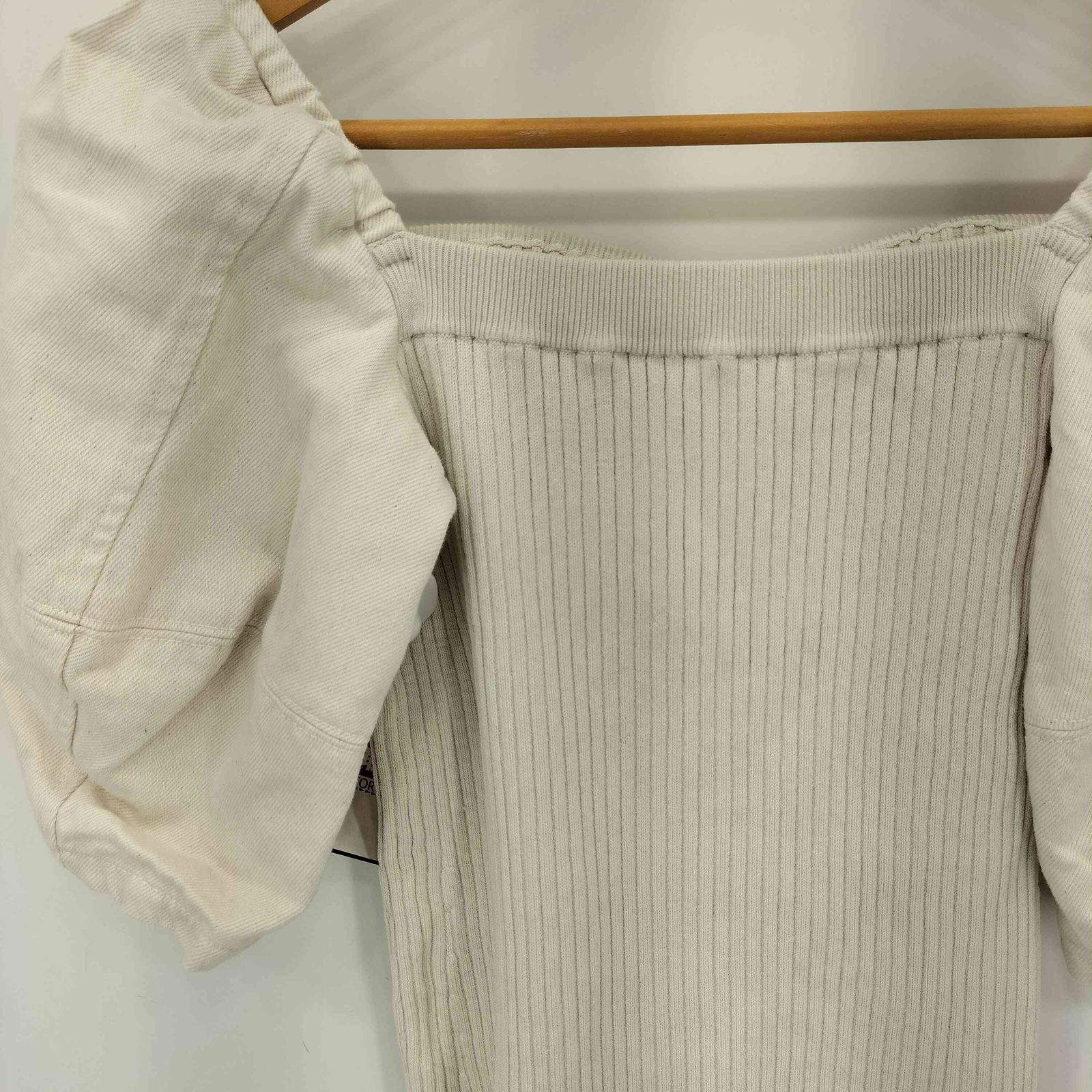 アンクレイヴ uncrave white デニムコンビボリュームスリーブニット 