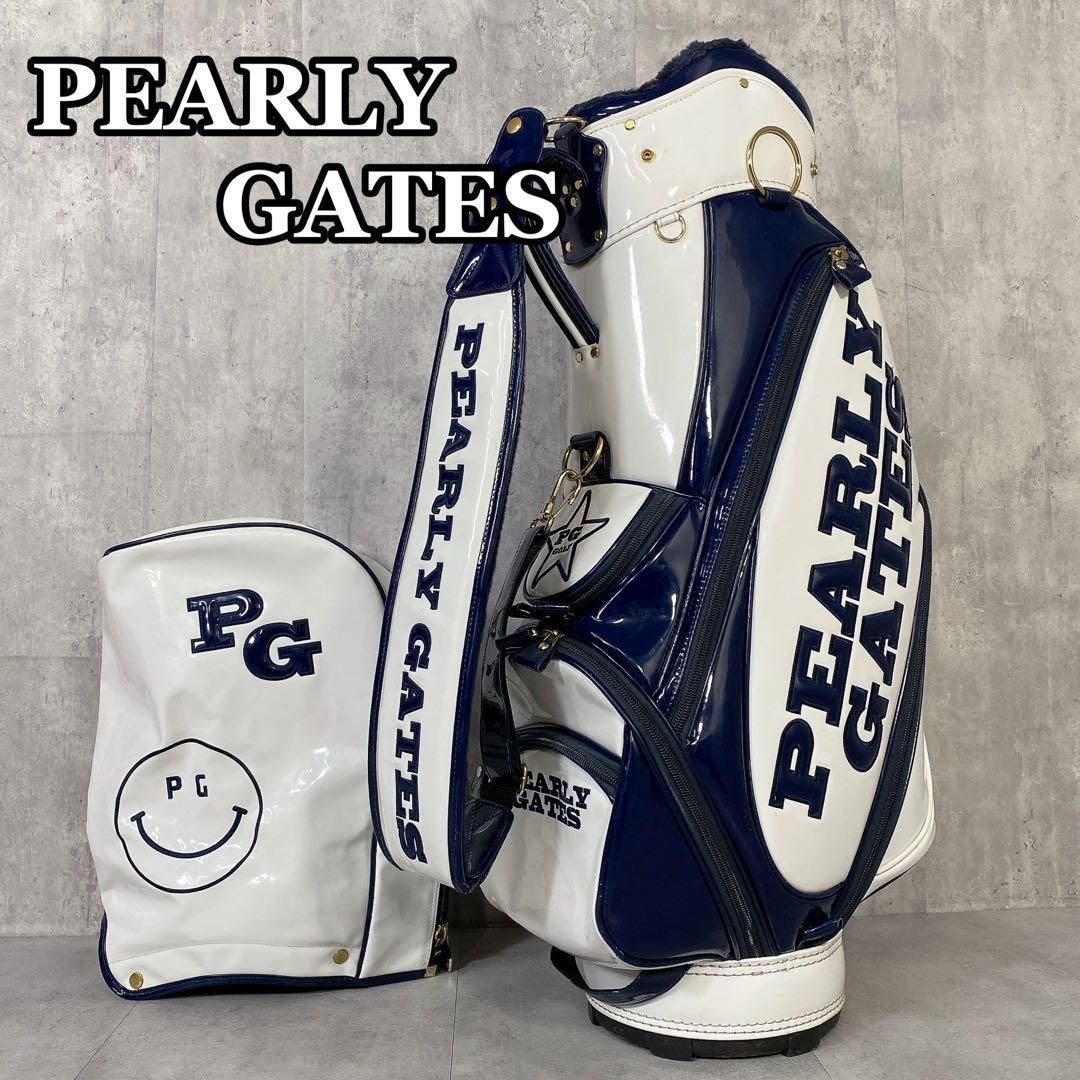 PEARLY GATES キャディバッグ ホワイト・ネイビー 【公式通販】