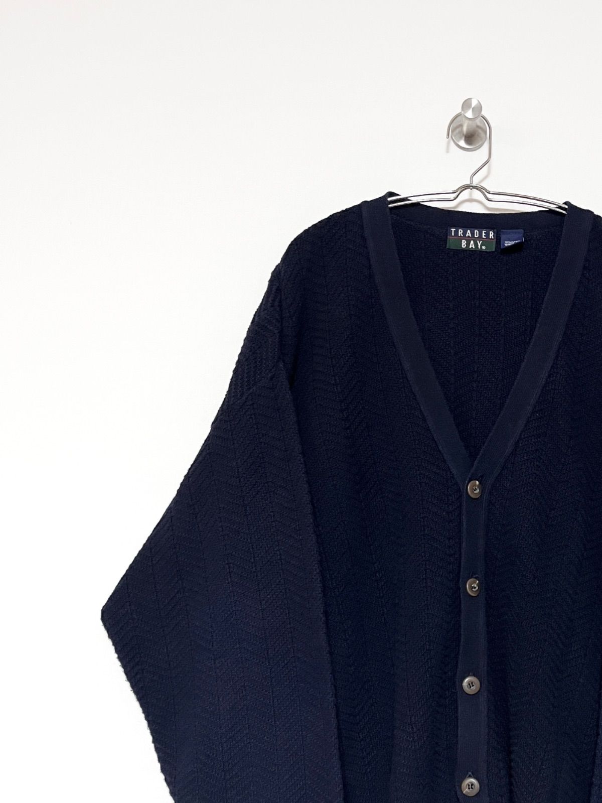TRADER BAY】USA製 90s コットンカーディガン L ヴィンテージ 古着