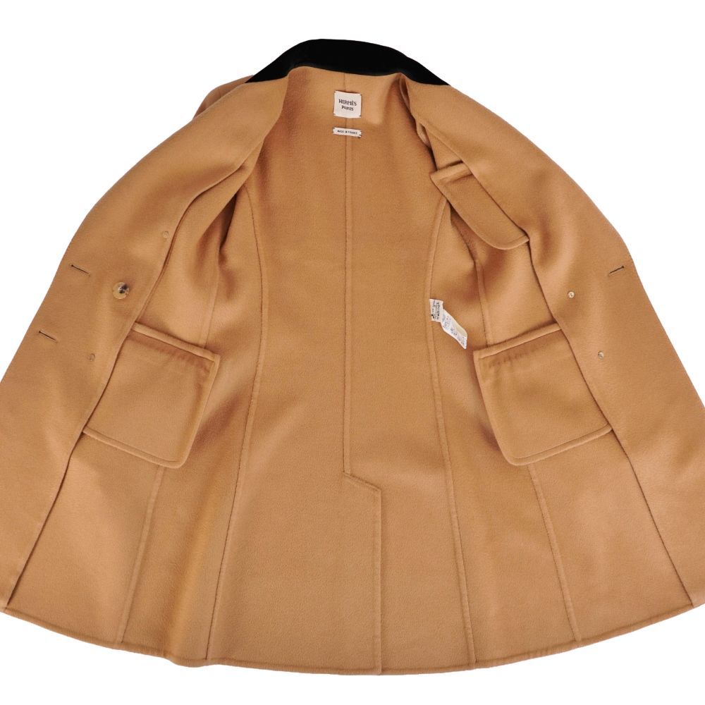 HERMES エルメス ゴルチェ期 カシミヤ ダブルブレスト ロングコート 36