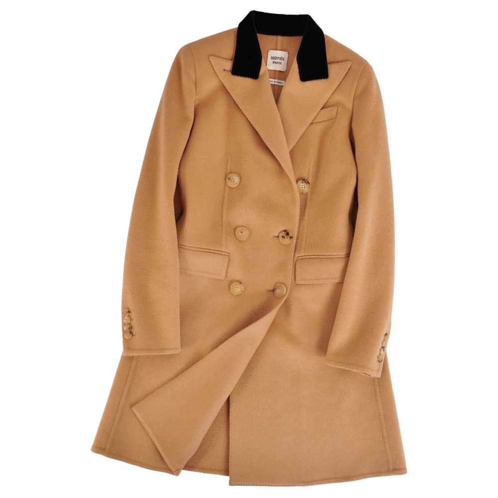 HERMES エルメス ゴルチェ期 カシミヤ ダブルブレスト ロングコート 36