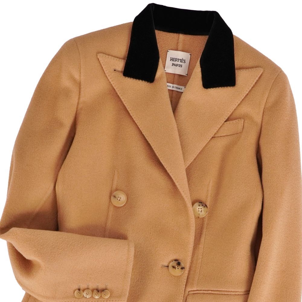 HERMES エルメス ゴルチェ期 カシミヤ ダブルブレスト ロングコート 36