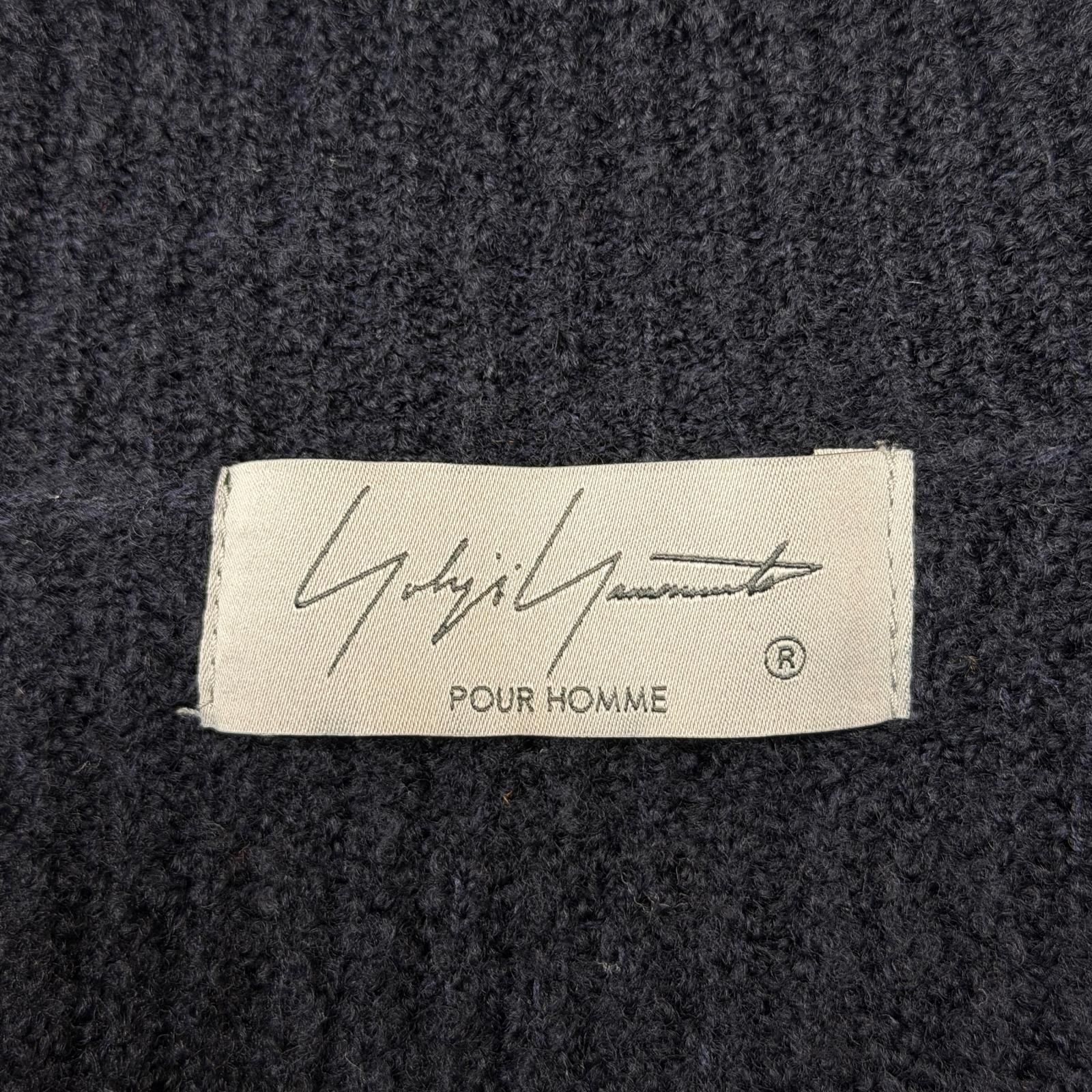 参考上代104500円 未使用 Yohji Yamamoto POUR HOMME 7G3P HALF CARDIGAN CRUSHED LONG CARDIGAN 針抜きロングカーディガン ニット ヨウジヤマモトプールオム HL-K82-194 ネイビー 3 （10644M） 参考上代104500円 未使用 Yohji Yamamoto POUR HOMME 7G3P HALF
