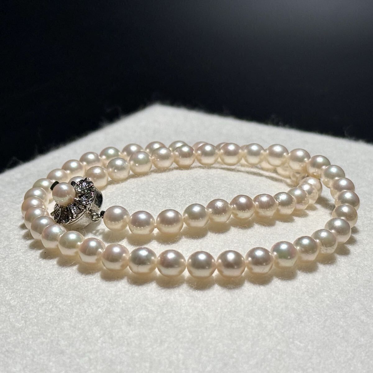 照り◎】アコヤ真珠 ネックレス 6.50～6.92㎜ 44㎝ 29.6g SILVER 