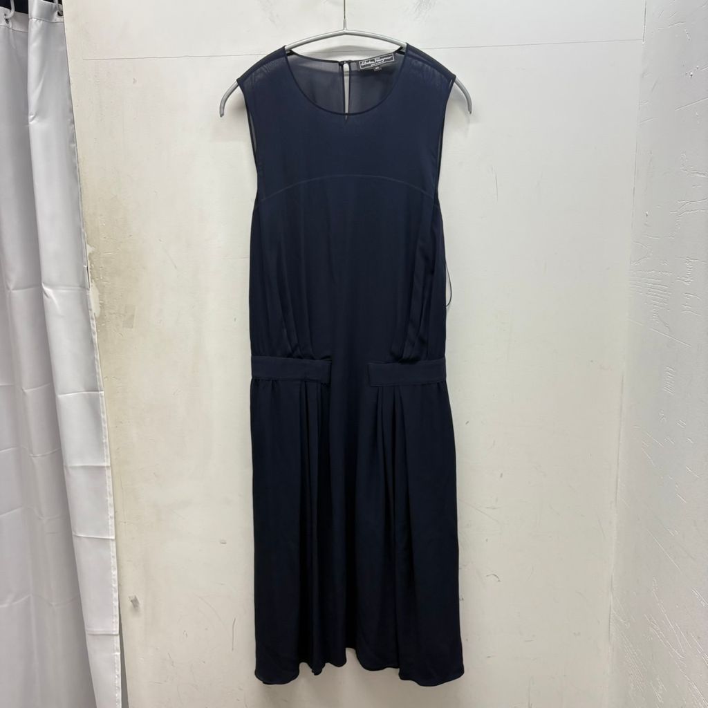サルヴァトーレ　フェラガモ　ネイビー　ノースリーブ ワンピース Salvatore Ferragamo サルバトーレフェラガモ Sleeveless Dress