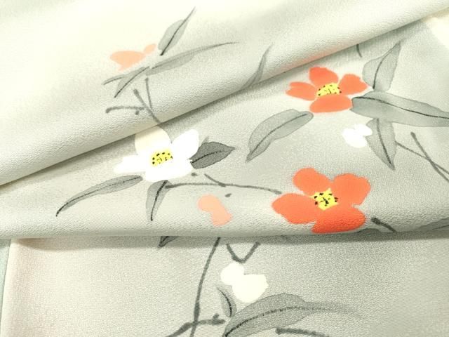 平和屋着物▽上質な小紋 手描き 枝花 暈し染 正絹 逸品 DABC6561fe -