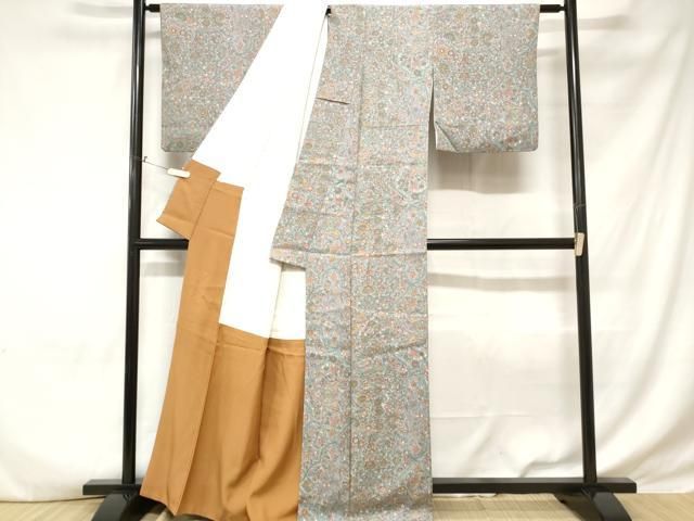 平和屋着物□上質な小紋 更紗花間道 正絹 逸品 CABC0086ev 平和屋