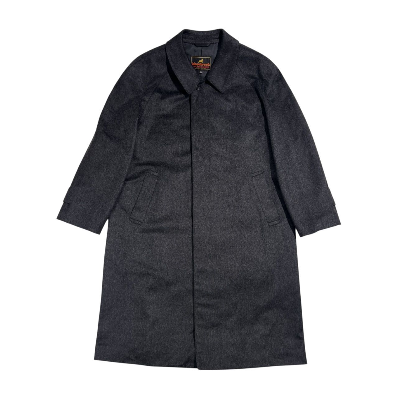 カシミヤ100% Moorbrook ムーアブルック 英国製生地 ステンカラーコート LL /チャコール系 メンズ カシミヤ100% Moorbrook ムーアブルック 英国製生地 ステンカラー