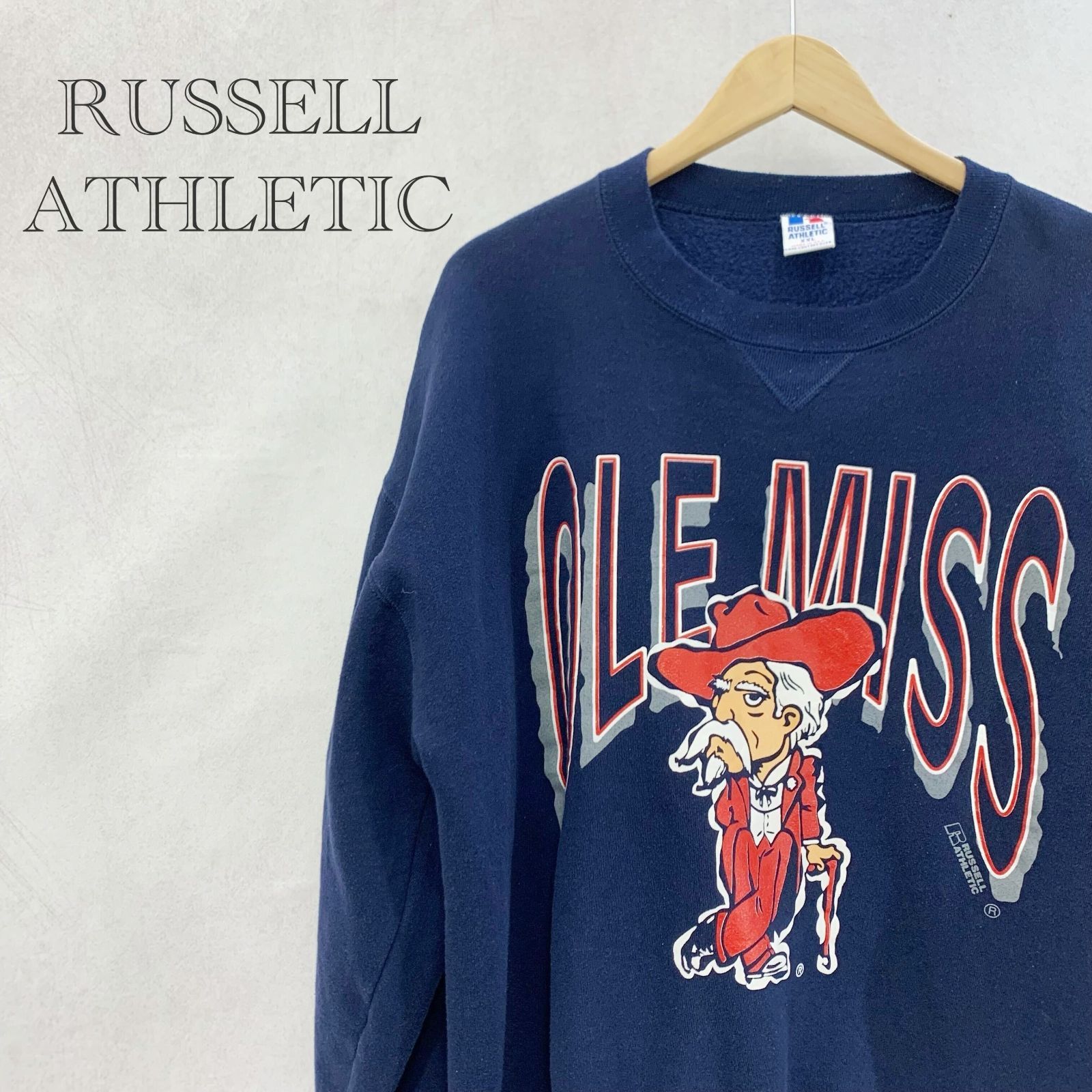 90s Russell Athletic 赤青ロゴ スウェット XL グレー 1980s-90s USA 