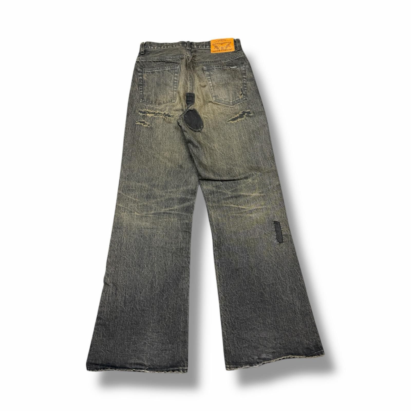 参考上代118800円 KAMIYA 25AW BORO Bootcut Wide Denim Pants ボロ 