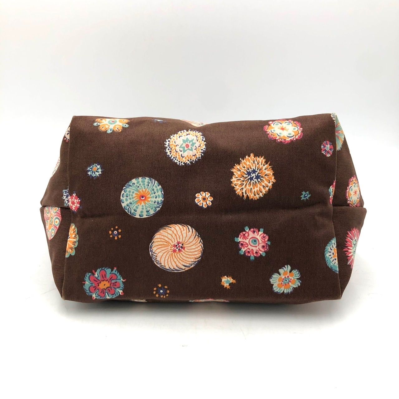 ロンシャン LONGCHAMP トートバッグ 花柄 キャンバス レザー 茶 鞄 