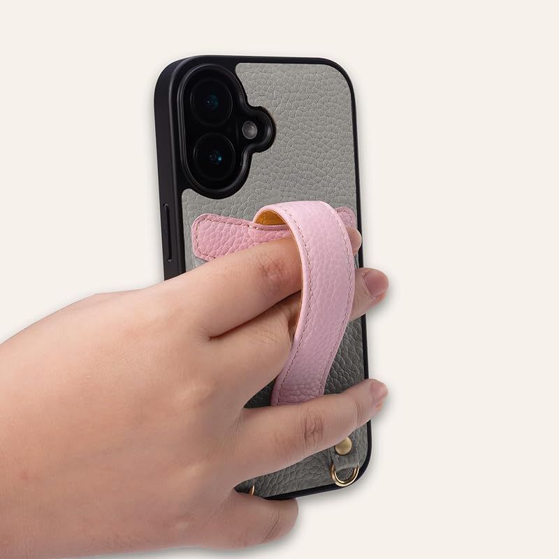 iPhoneケース・スマホ・PC 【新品】 COGURE 交換 スマホケース iPhone16ProMax ケース ショルダーストラップ 本革 落下防止 耐衝撃 ギフトボックス付き COPG シアン【Cyan】 0