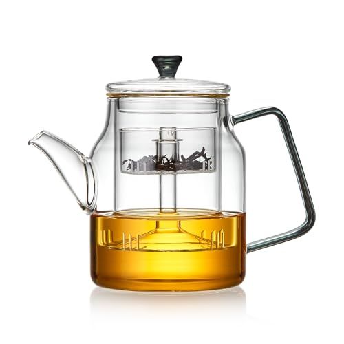 新品 ポカロティー ティーポット 耐熱ガラス 満水容量740ml 直火対応 ガラス茶こし付き 取手蓋付き 電子レンジOK 熱湯可 着脱式茶こし2種類付き 茶葉の蒸らし・煮出し対応 静茗ポッド 工芸茶 紅茶 緑茶 リーフティー 花咲く ジャスミン茶 なつめ茶