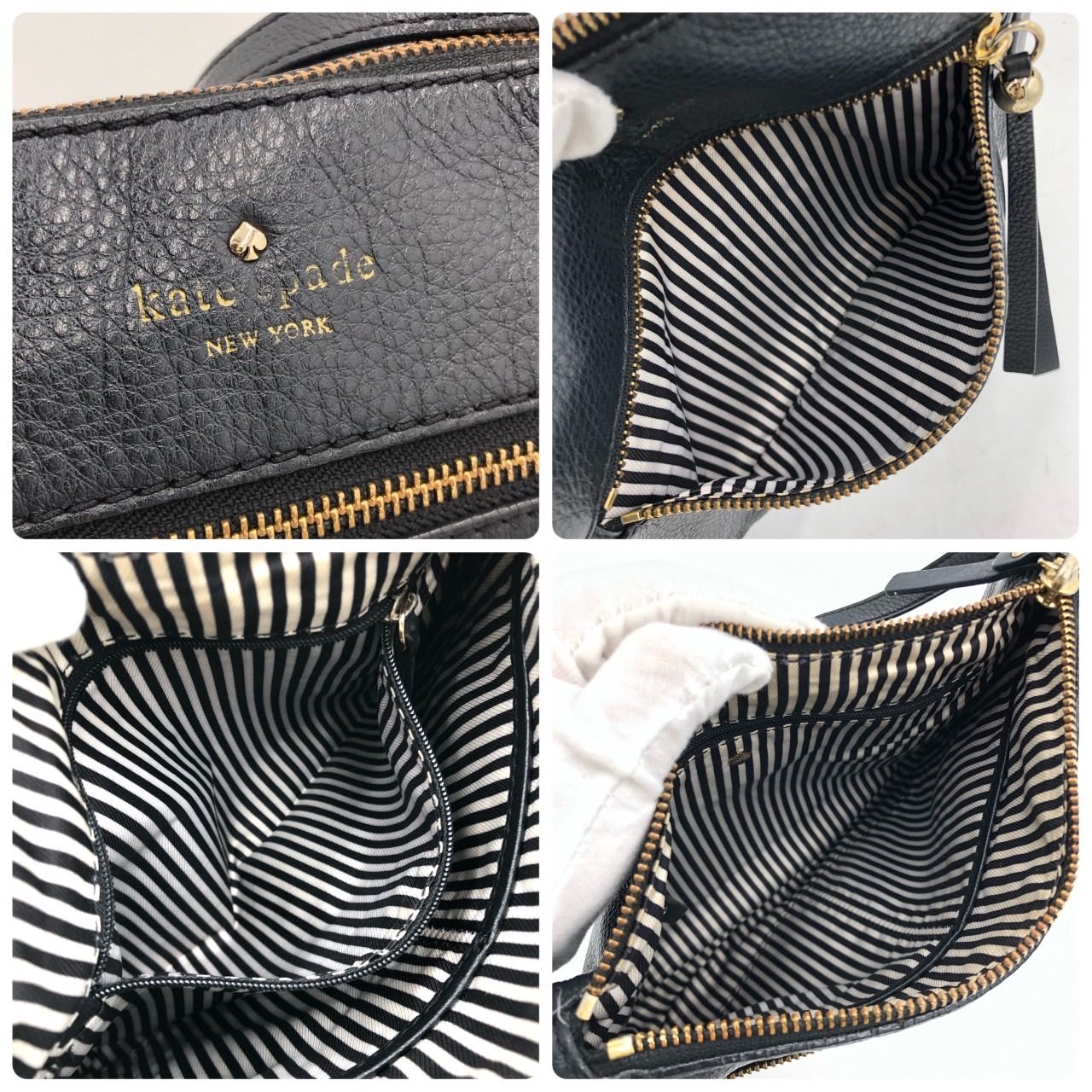 ケイトスペード kate spade レザー ショルダーバッグ 黒 ブラック 本革 