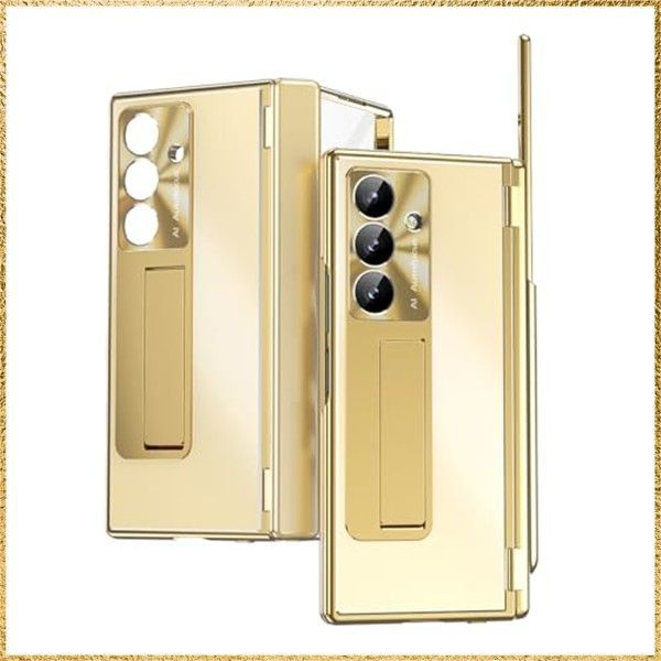 ☆彡送料無料でお届け☆彡金 Galaxy Z Fold7 専用 手帳型ケース アルミ合金強化枠 ペン収納&スタンド付き ヒンジ保護蓋 一体型強化ガラス膜 360度全方位防御 金属レンズ保護カバー マット加工 指紋防止 レンズ保護 多機能 耐衝撃 携帯電話 可愛
