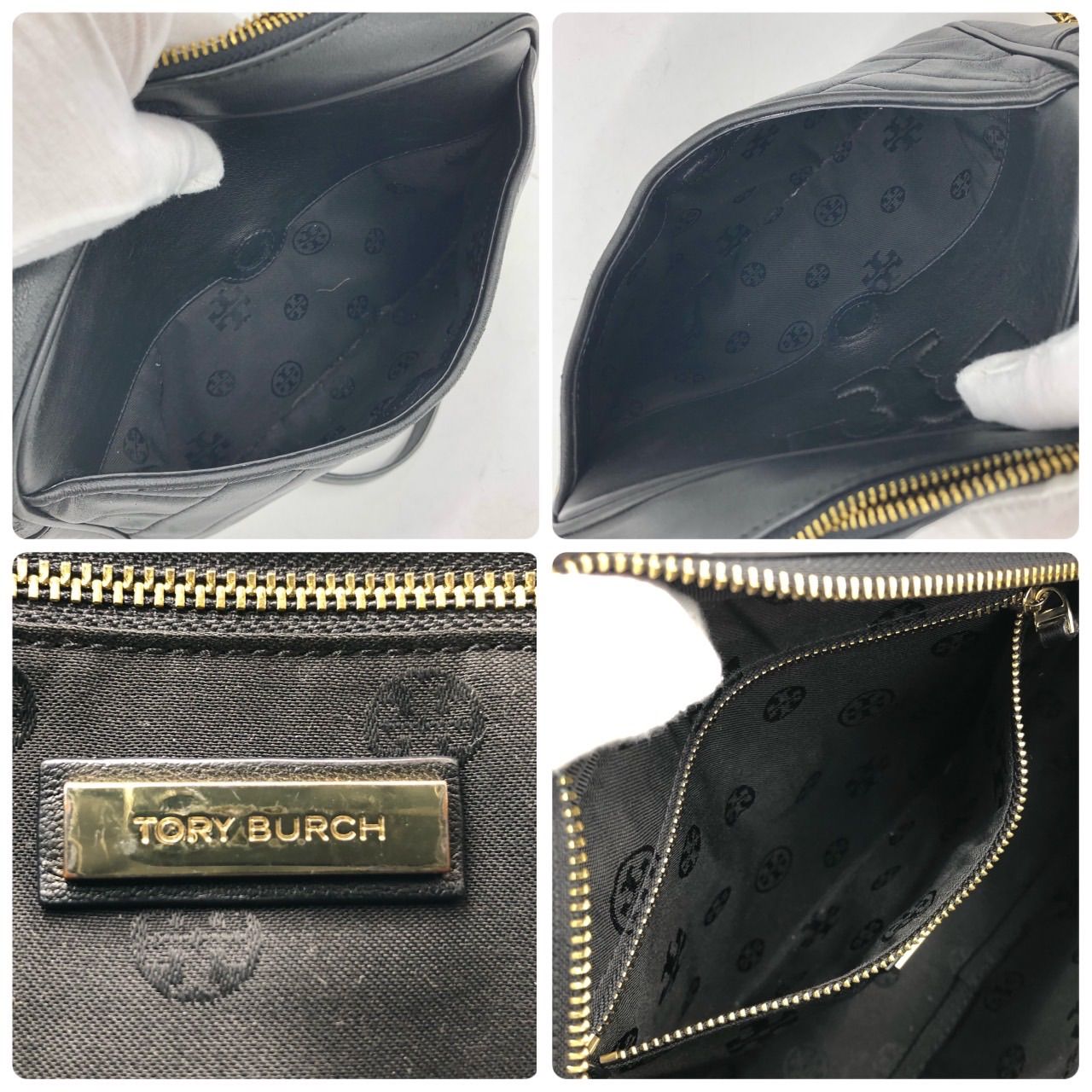 トリーバーチ TORY BURCH レザー チェーン ショルダーバッグ 黒 本革 