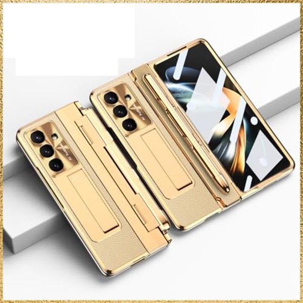 ☆彡送料無料でお届け☆彡金 【Galaxy Z Fold7専用】手帳型ケース 全周囲防護 金属電鍍フレーム 隠蔽式スタンド ワイヤレス充電対応 指紋防止 強化ガラス製外画面保護フィルム ペン収納付属 ヒンジ保護カバー 薄型 軽量 レンズ保護 おしゃれ 人気 耐