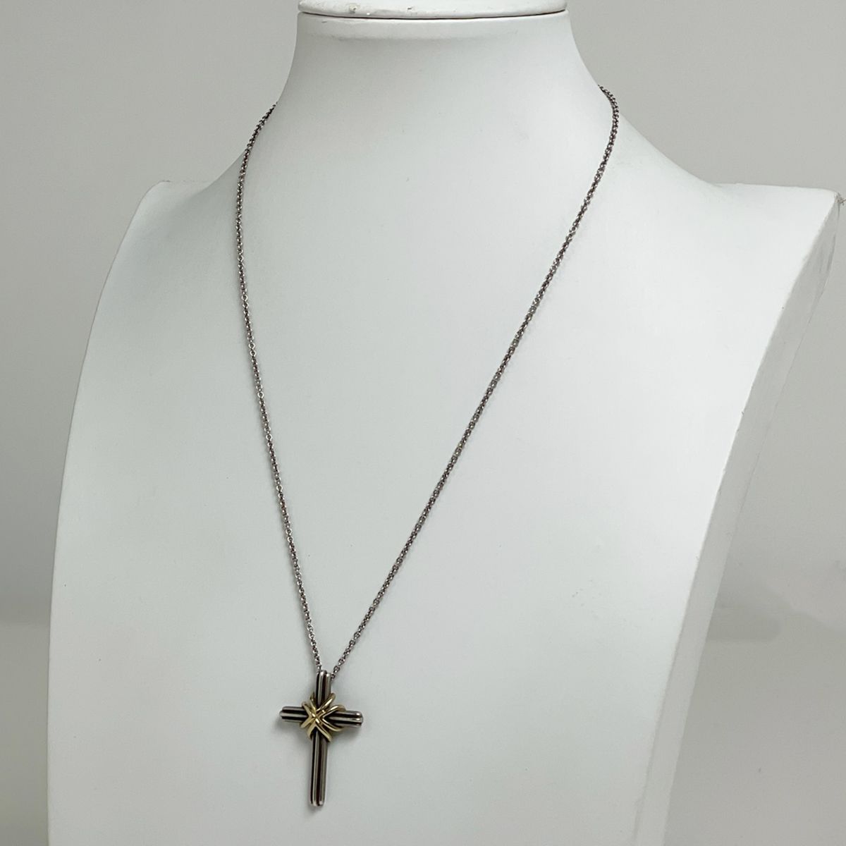 ティファニー TIFFANY&Co. シグネチャー クロス ネックレス K18 コンビ