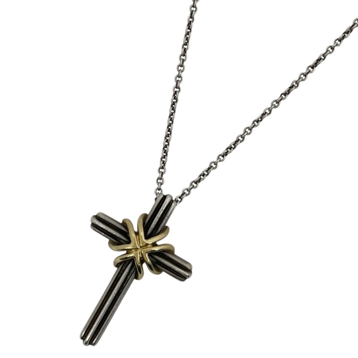 ティファニー TIFFANY&Co. シグネチャー クロス ネックレス K18 コンビ 