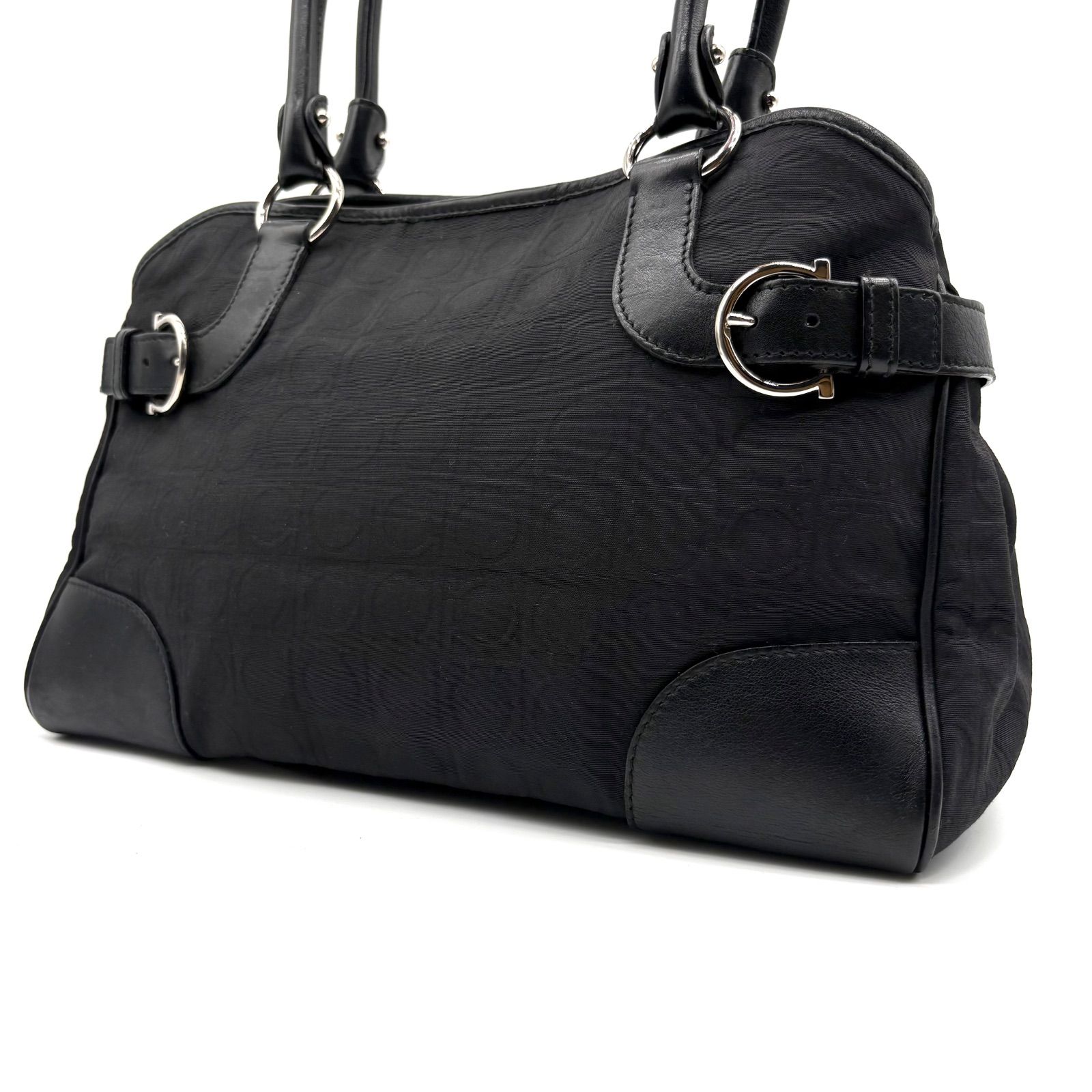 美品】Salvatore Ferragamo canvas leather handbag 美品】Salvatore Ferragamo canvas leather handbag