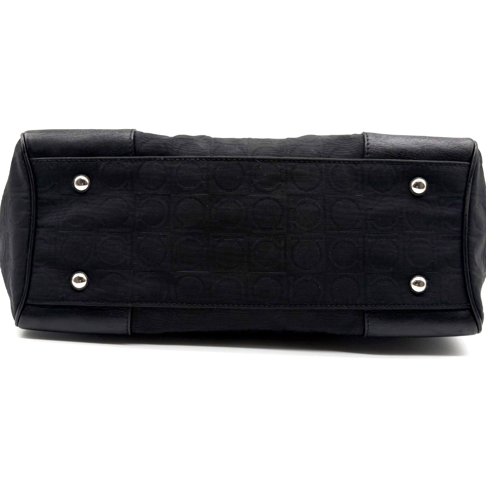 美品】Salvatore Ferragamo canvas leather handbag サルヴァトーレ 