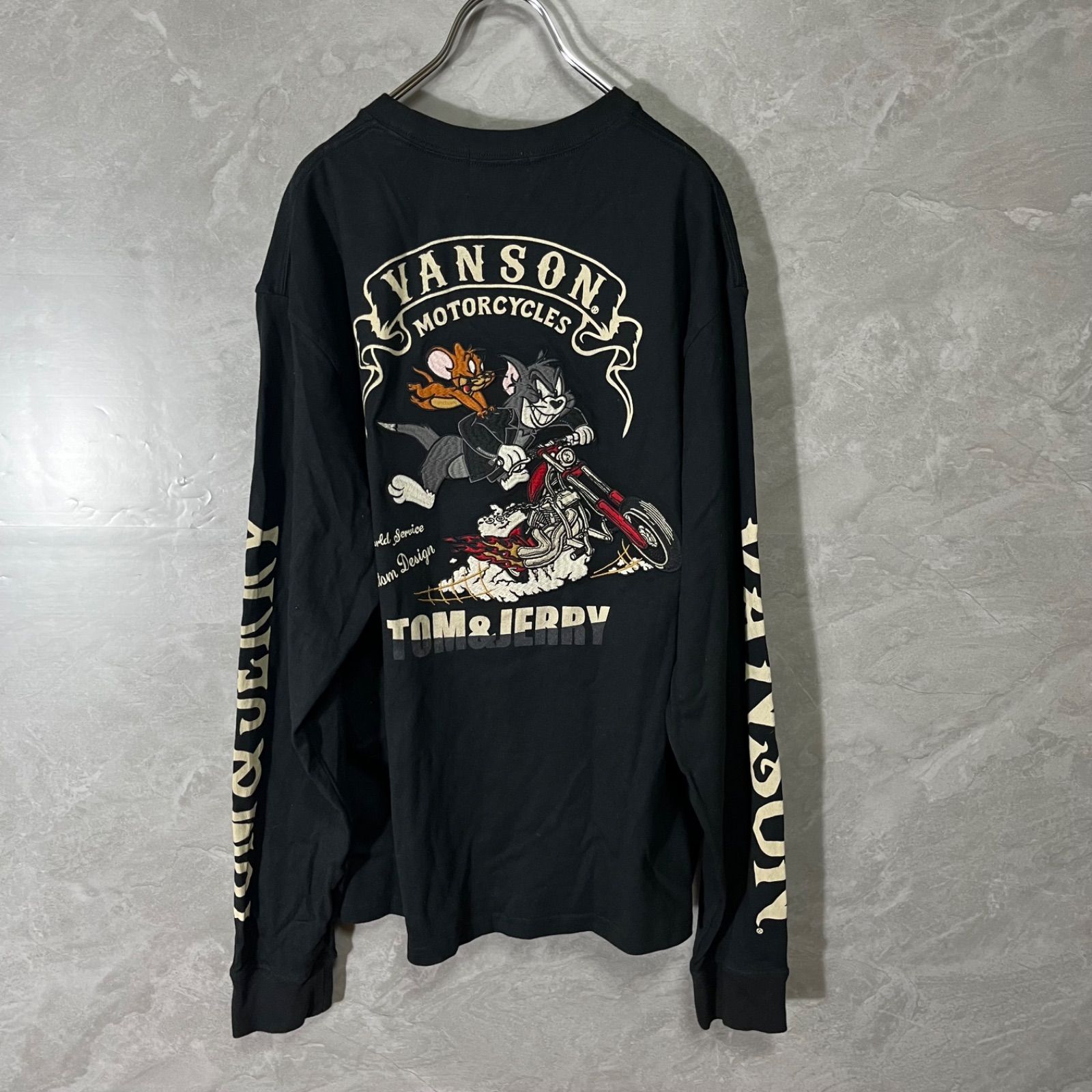 Vanson TOM＆JERRY コラボ ロングスリーブ Tシャツ カットソー 刺繍 