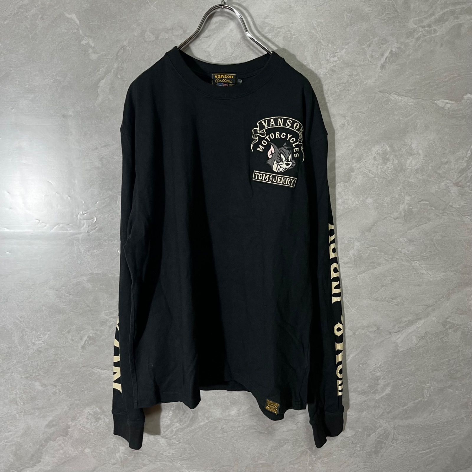 バンソン vanson×トムとジェリー 刺繍 長袖カットソー Tシャツ XL