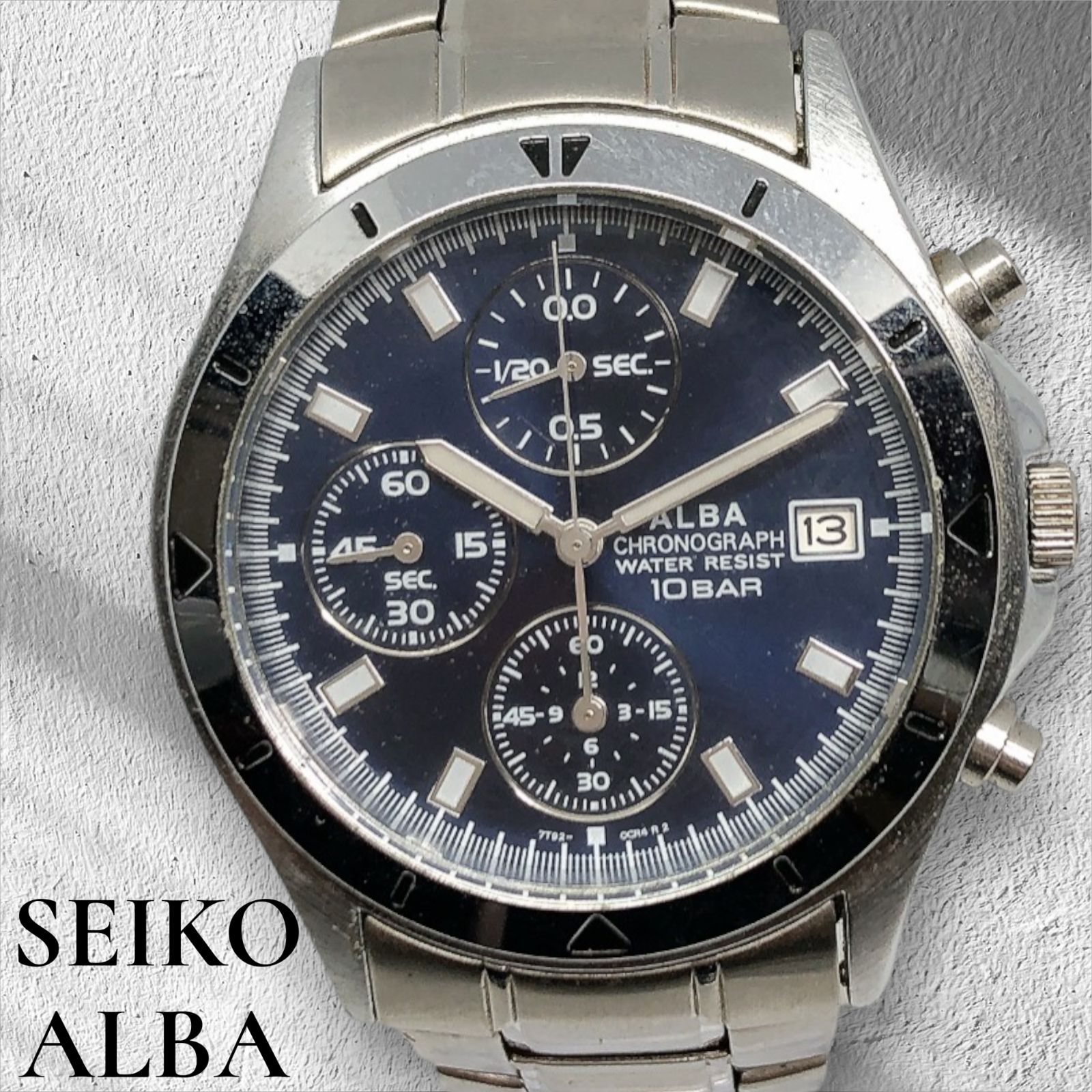 SEIKO ALBA セイコー アルバ 【新品電池交換済】 クロノグラフ デイト 