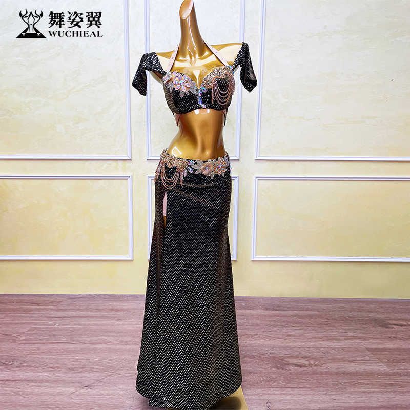 新品 未使用 ベリーダンス衣装 レディース オリエンタルダンス衣装 社交ダンス衣装 ダンスドレス ダンスコスチューム ステージ衣装 舞台衣装 パフォーマンス衣装 ショー 発表会 ダンスウェア ビジュー装飾 ロングスカート セットアップ WZT257