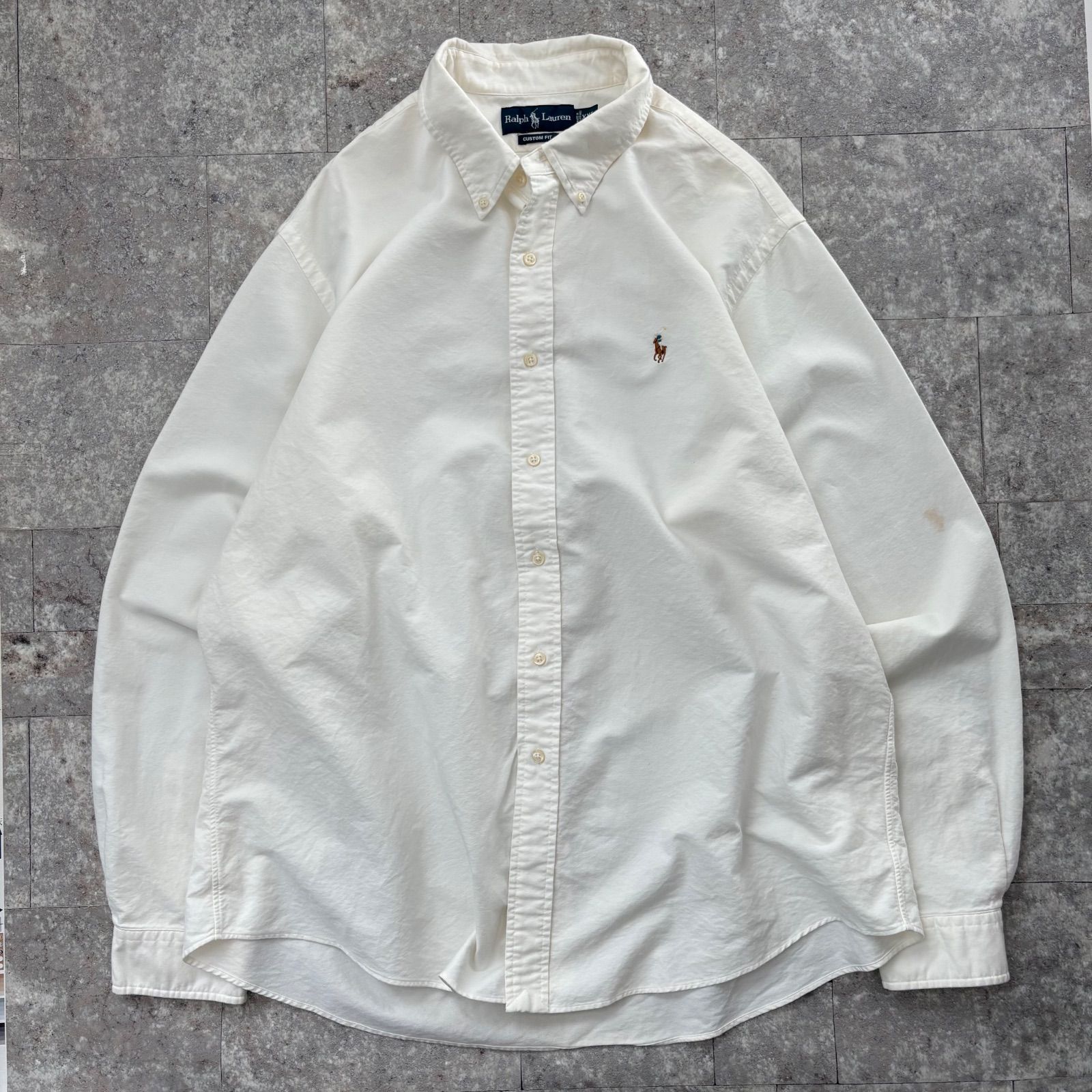 ラルフローレン ralphlauren 白シャツ custom fit 長袖シャツ 刺繍 