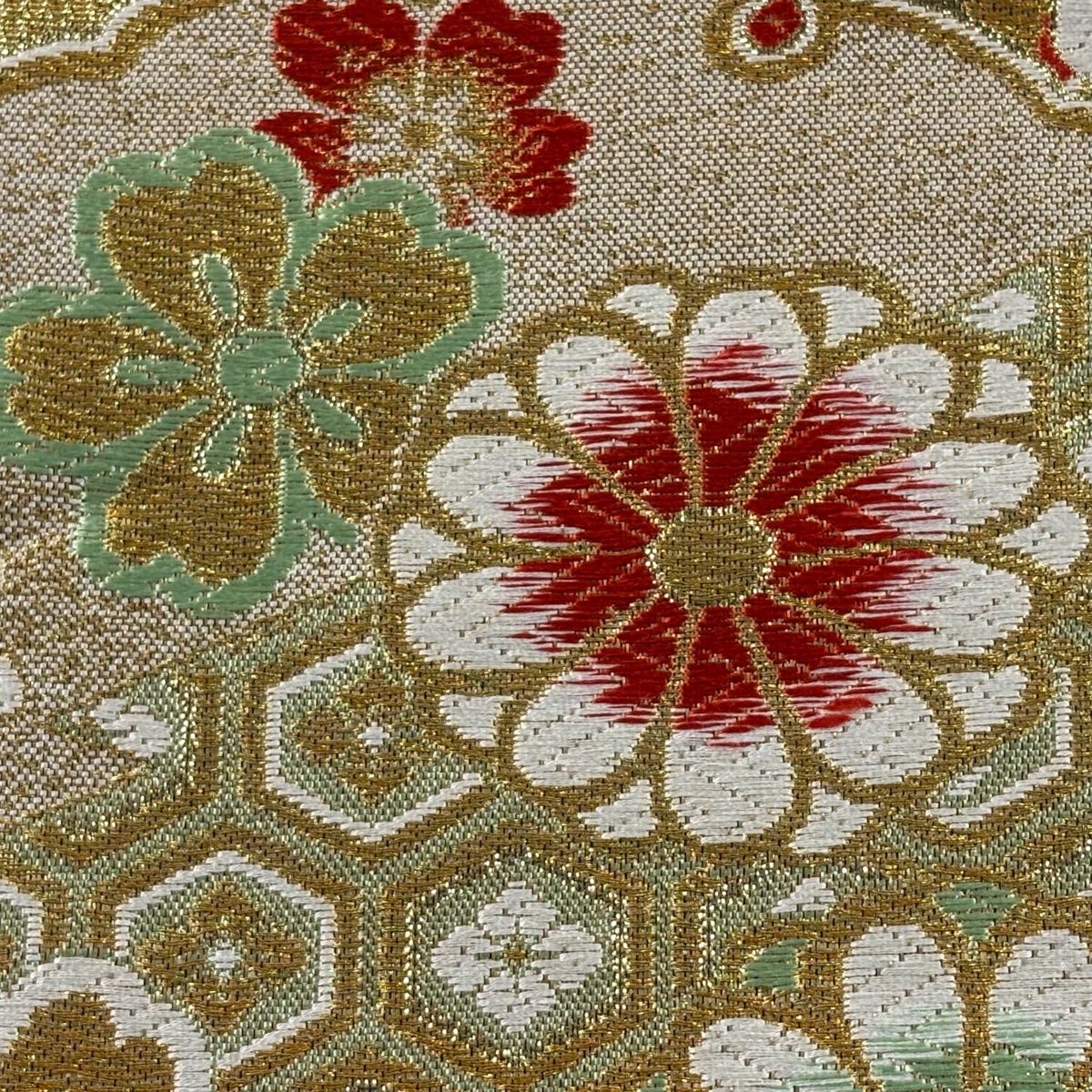 袋帯 秀品 雪輪 華文 箔 唐織 金色 六通 正絹 【中古】 - メルカリ 袋帯 秀品 雪輪 華文 箔 唐織 金色 六通 正絹 【中古】 - メルカリ