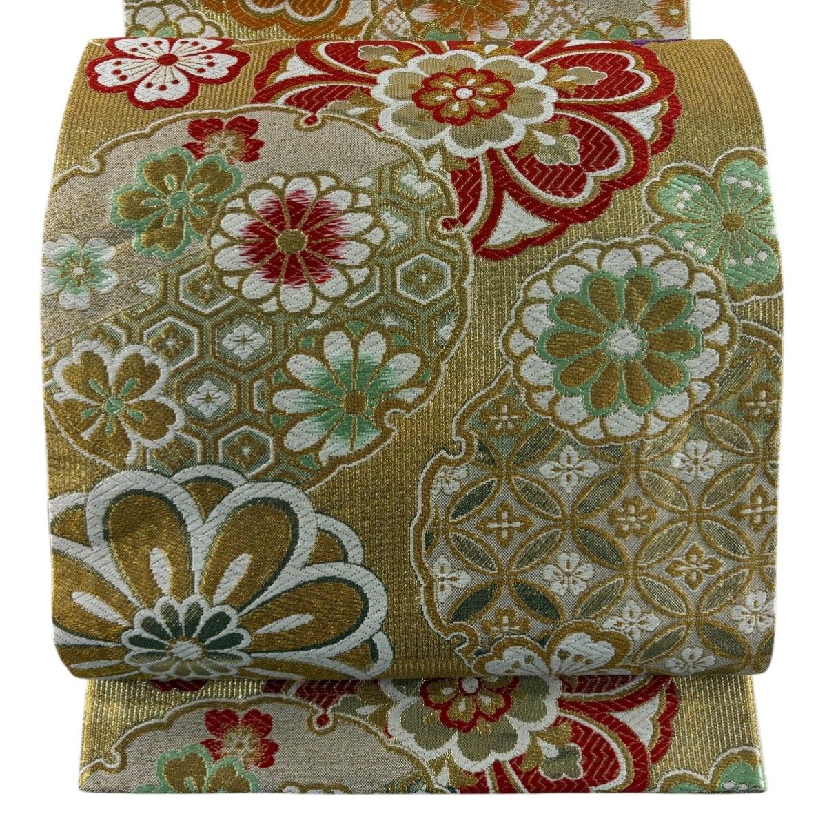 袋帯 秀品 雪輪 華文 箔 唐織 金色 六通 正絹 【中古】 - メルカリ 袋帯 秀品 雪輪 華文 箔 唐織 金色 六通 正絹 【中古】 - メルカリ