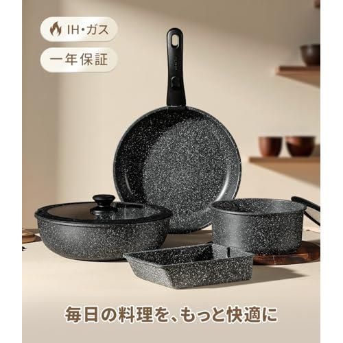 ブラック 7点セット CAROTE カローテ フライパン セット 7点 IH・火
