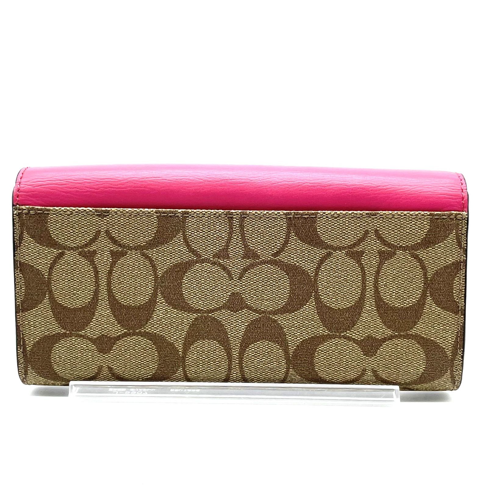 コーチ COACH 長財布 シグネチャー PVC レザー ベージュ ピンク 