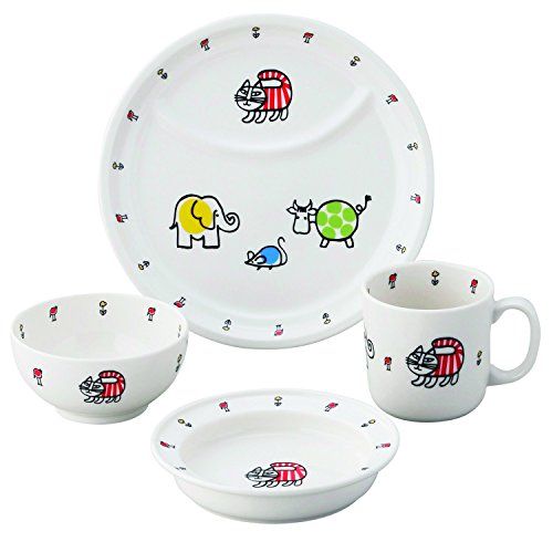 新品 Lisa Larson (リサ ラーソン) 子ども食器 4点セット(ランチプレート お茶碗 マグカップ プレート皿) ベビー マイキー柄 (化粧箱入)子供用 食器 LL50-113
