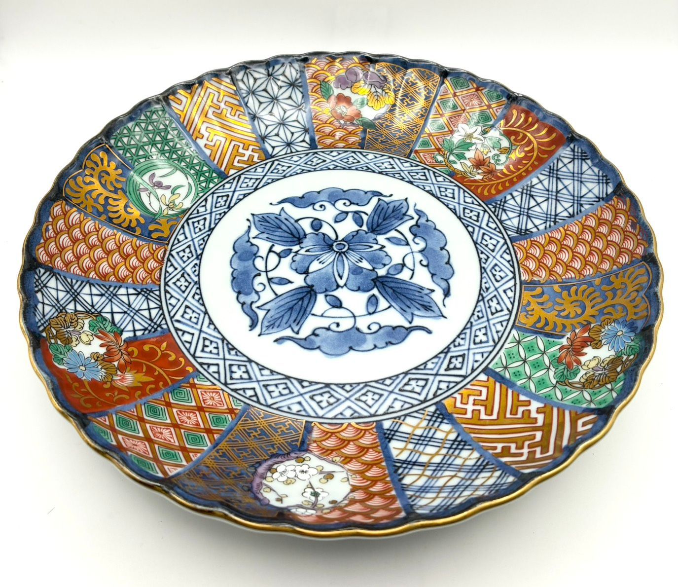 7枚セット 22cm】美濃焼 龍峰窯 古伊万里 祥瑞花丸紋様 金彩 銘々皿 中