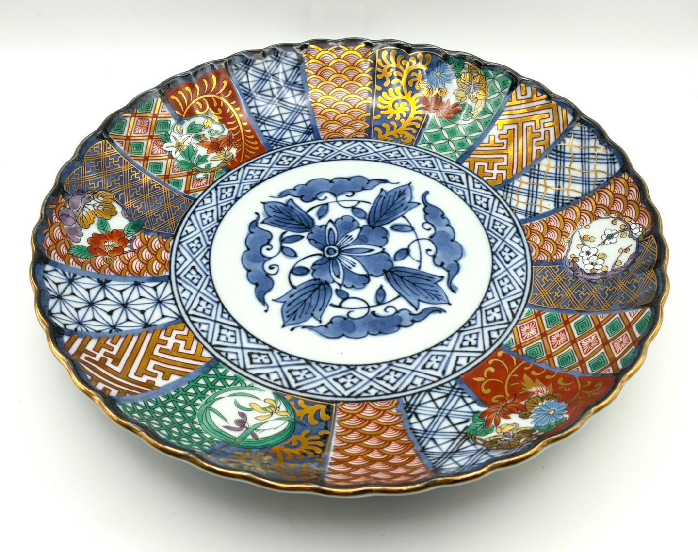 7枚セット 22cm】美濃焼 龍峰窯 古伊万里 祥瑞花丸紋様 金彩 銘々皿 中