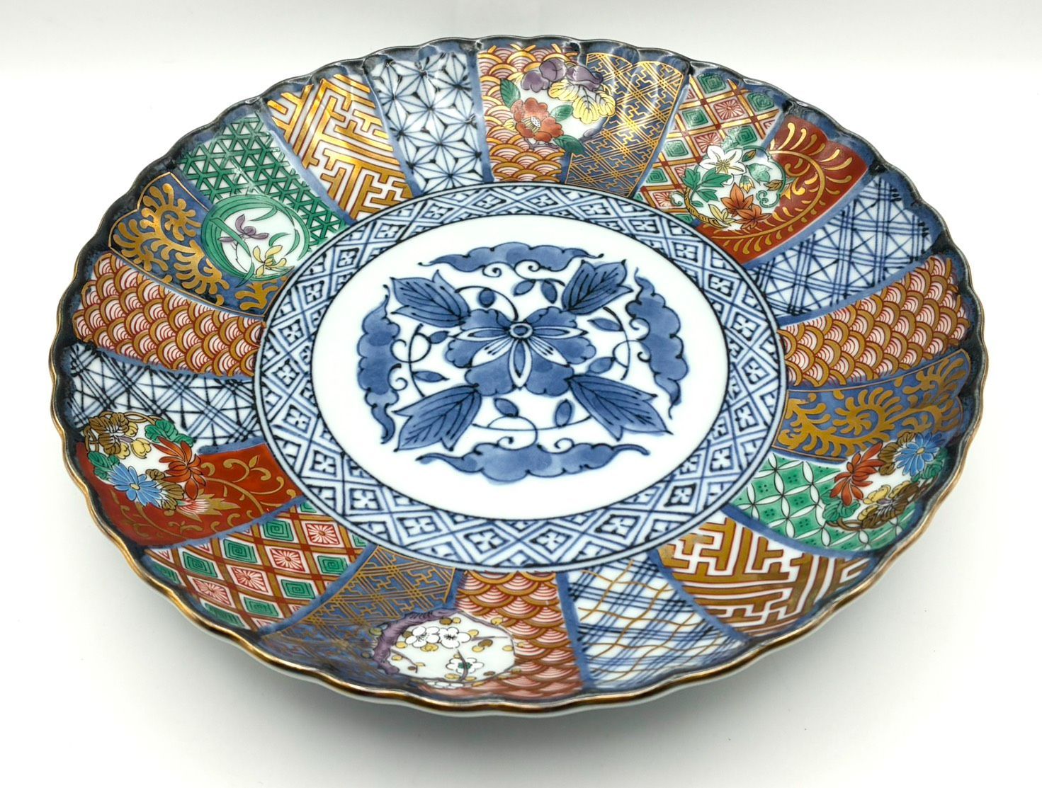 7枚セット 22cm】美濃焼 龍峰窯 古伊万里 祥瑞花丸紋様 金彩 銘々皿 中
