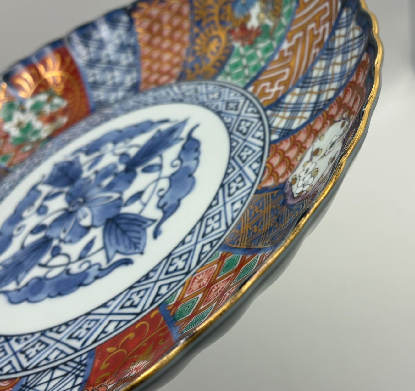 7枚セット 22cm】美濃焼 龍峰窯 古伊万里 祥瑞花丸紋様 金彩 銘々皿 中