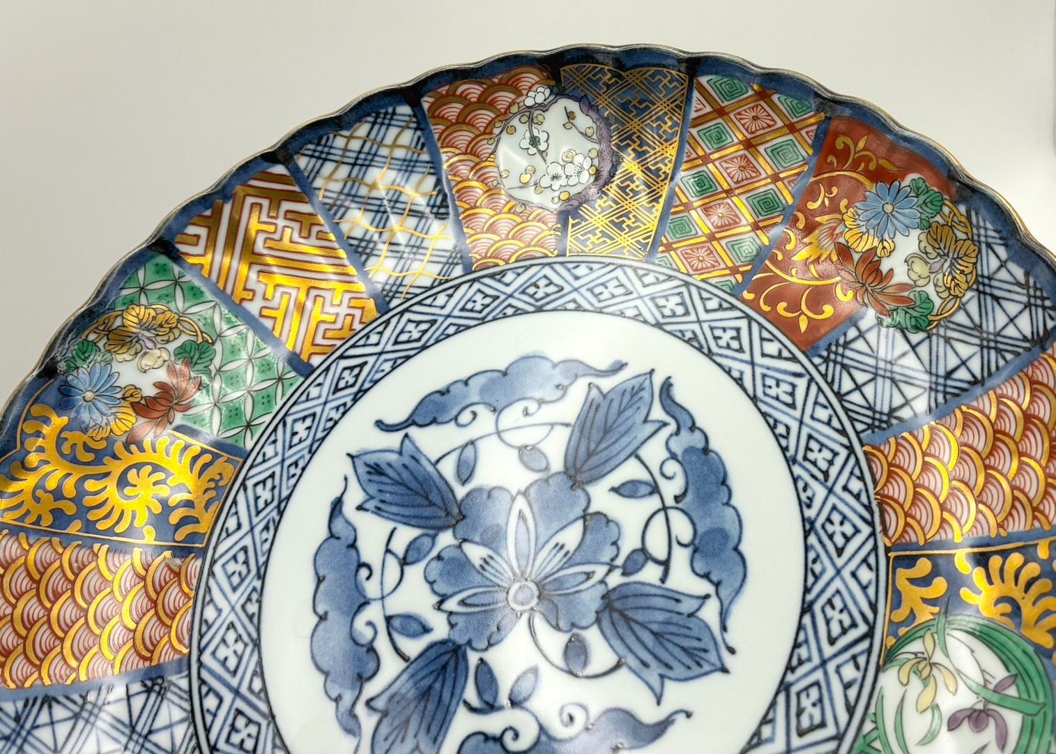 7枚セット 22cm】美濃焼 龍峰窯 古伊万里 祥瑞花丸紋様 金彩 銘々皿 中